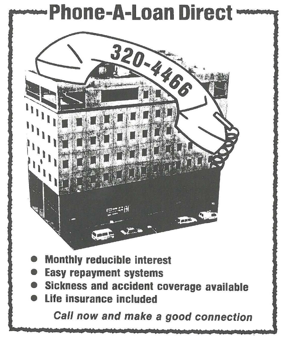 An article from the Police Credit Co-op (now BankVic)'s newsletter in 1983 promoting the new phone-based loan review service.